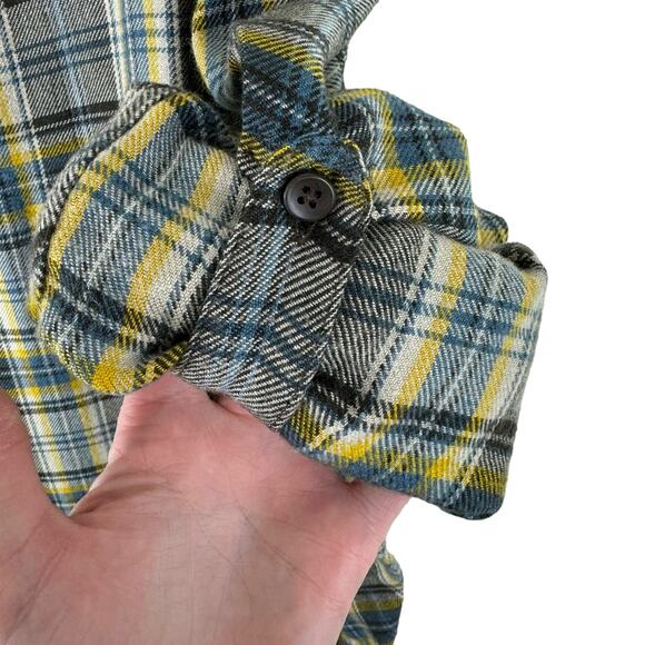 Timberland Multicolor Plaid Long Roll Tab Sleeve Collared Wool Blend Button Up M - Picture 6 of 8